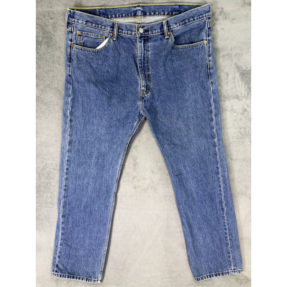 Levis 505‎ Jeans Mens 42x32 Blue Medium Wash Denim Straight Mid Rise Workwear